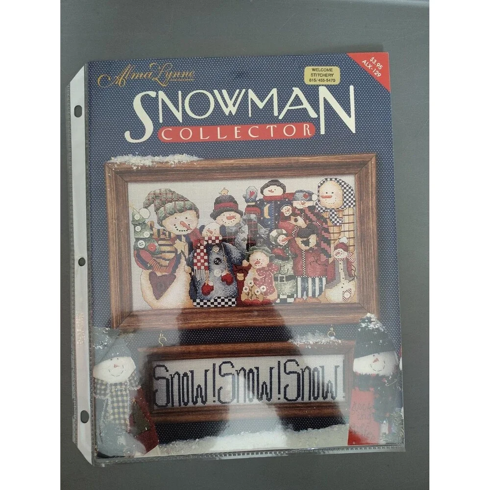 Alma Lynne Snowman Collector Counted Cross Stitch Pattern Leaflet Book 1995 VTG